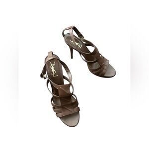 Yves Saint Laurent Rive Gauche Brown Leather Gladiator Sandals SZ 40 (US SZ 10)